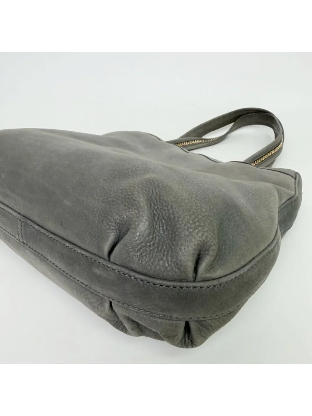 Fendi Nubuck FF Chain Tote Bag Leather Gray Gold Vintage